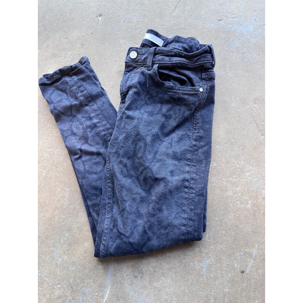 Zara Womens Grey Snakeskin Print Distressed Skinny Jeans Size 6 Animal Print